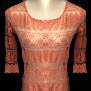 Forever 21 Peach Sheer Lace Top